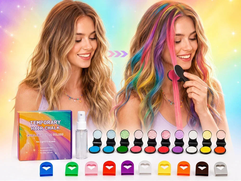 🔥Last Day 50% OFF - 🌈12-Color Temporary Hair Chalk Applicator Set