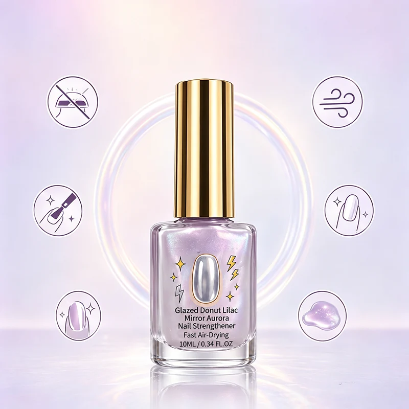 📢📢Buy 1 get 1 free !! ⏰Lilac Glossy Mirror Nail Strengthener