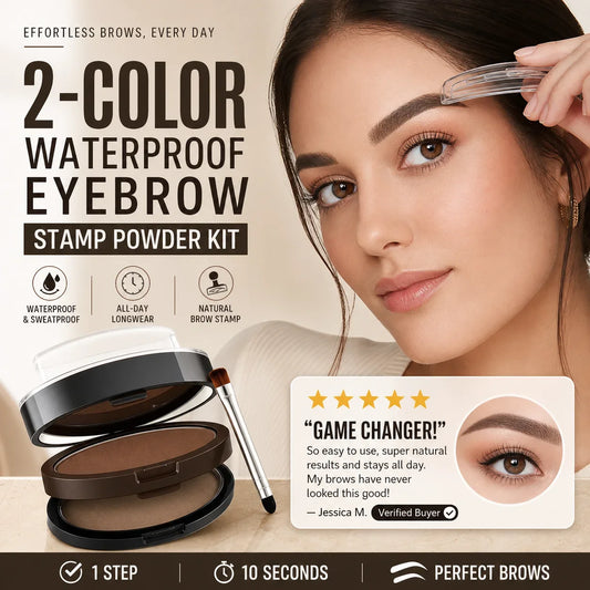 ✨ 2-Color Waterproof Eyebrow Stamp Kit — Symmetrical Brows in Seconds