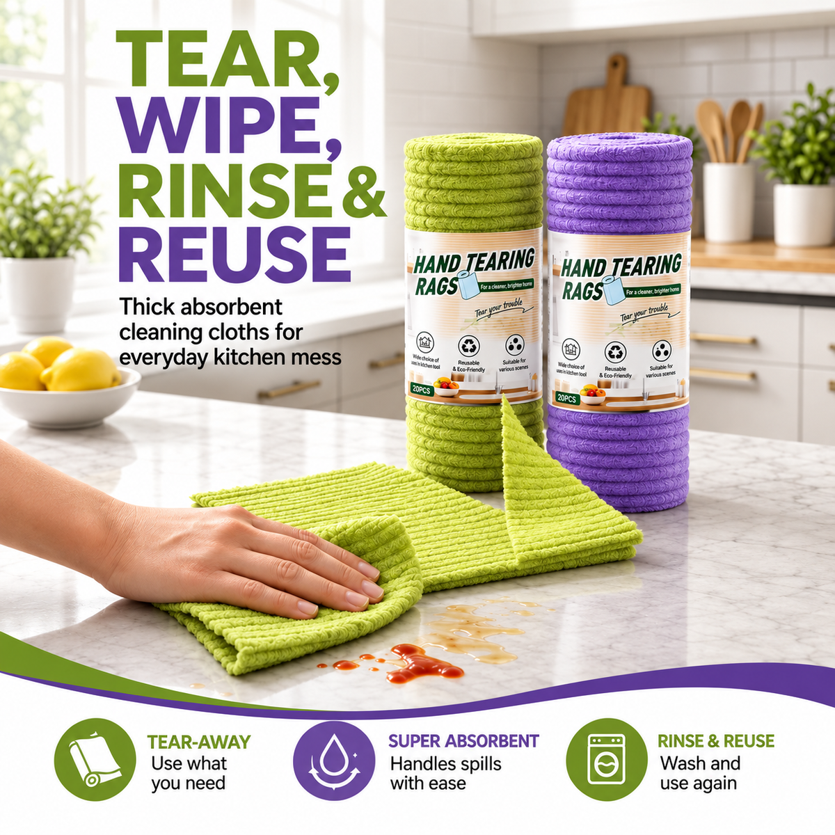 Stop Wasting Paper Towels! Reusable Kitchen Cleaning Cloths That Absorb Every Mess