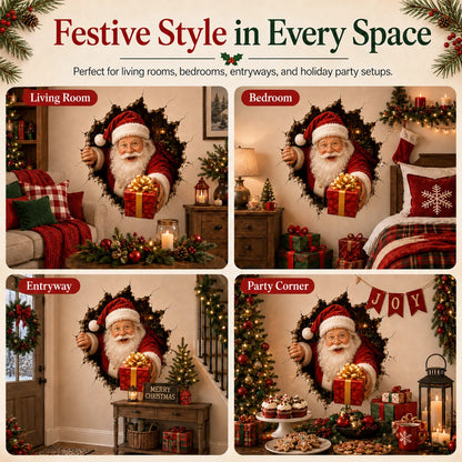 🎅Santa’s Surprise 3D Christmas Wall Decal | A Fun Holiday Touch for Your Home