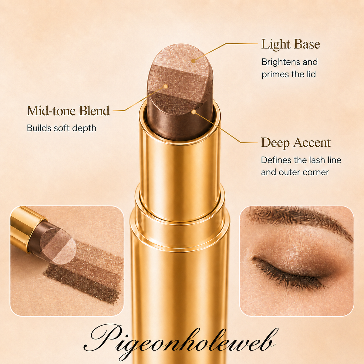 3-Color Eyeshadow Stick - One-Swipe Shimmer Glow For Effortless Eye Makeup