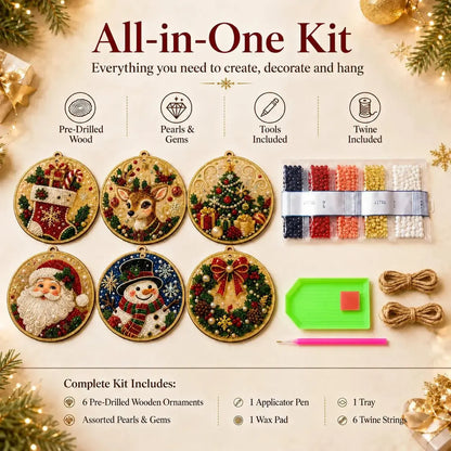 🎄6Pcs-Christmas DIY Diamond Painting Ornaments Kit for Holiday Home Decor