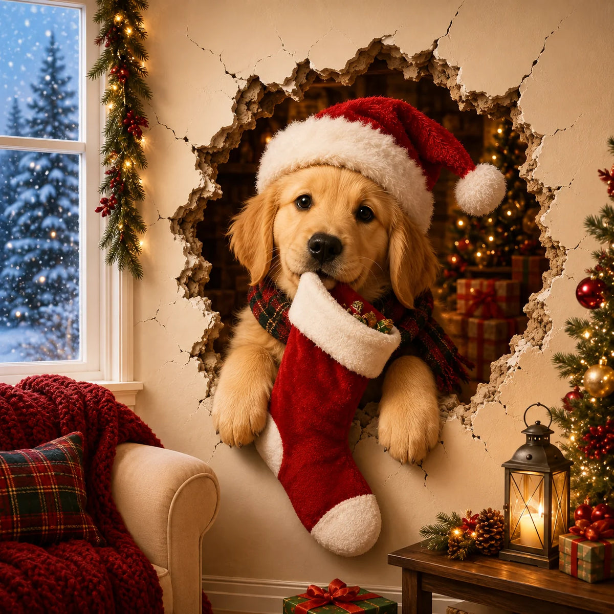 🎅Santa’s Surprise 3D Christmas Wall Decal | A Fun Holiday Touch for Your Home