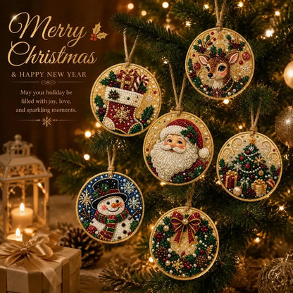 🎄6Pcs-Christmas DIY Diamond Painting Ornaments Kit for Holiday Home Decor