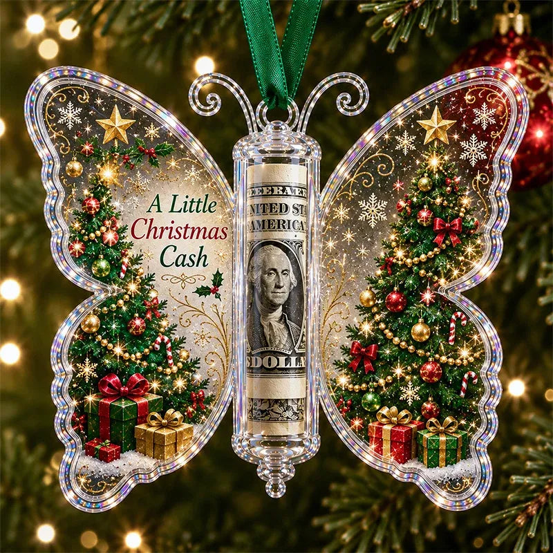 Christmas Cash Gift Butterfly Ornament – Holiday Money Holder Keepsake