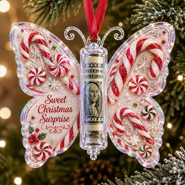 Christmas Cash Gift Butterfly Ornament – Holiday Money Holder Keepsake