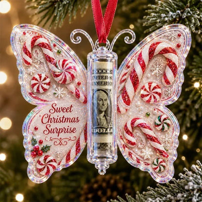 Christmas Cash Gift Butterfly Ornament – Holiday Money Holder Keepsake