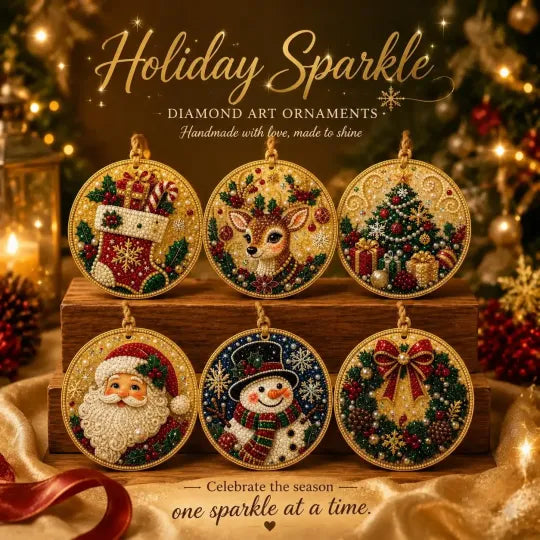 🎄6Pcs-Christmas DIY Diamond Painting Ornaments Kit for Holiday Home Decor
