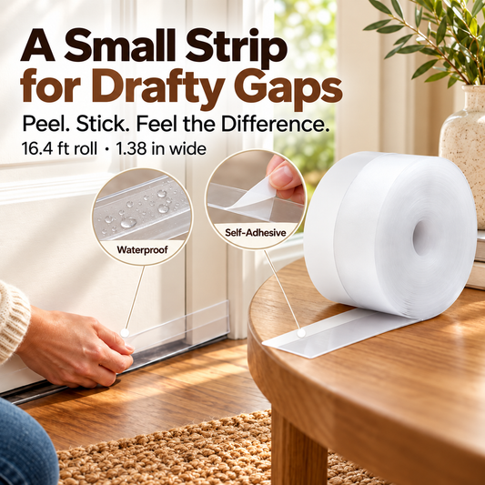16.4Ft Door Weather Stripping IAdhesive Draft Stopper Seal Strip for Doors, Windows &Shower Doors