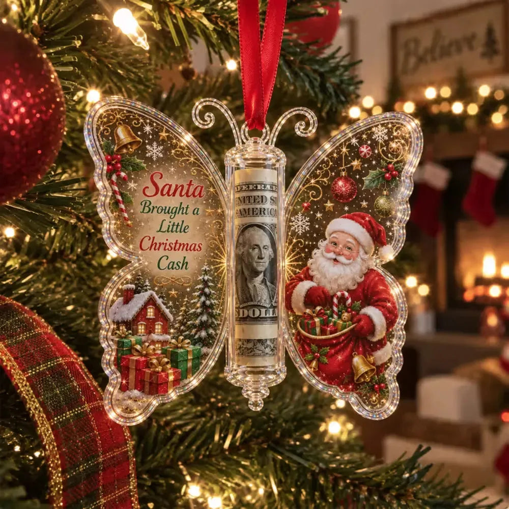 Christmas Cash Gift Butterfly Ornament – Holiday Money Holder Keepsake