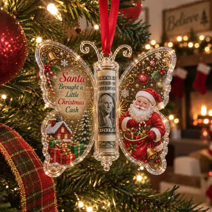 Christmas Cash Gift Butterfly Ornament – Holiday Money Holder Keepsake