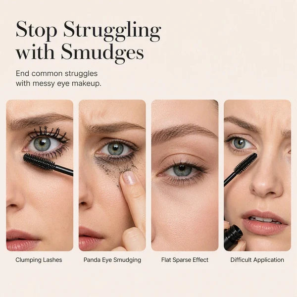 Common mascara frustrations: clumping, smudging, flat-looking lashes, and awkward application