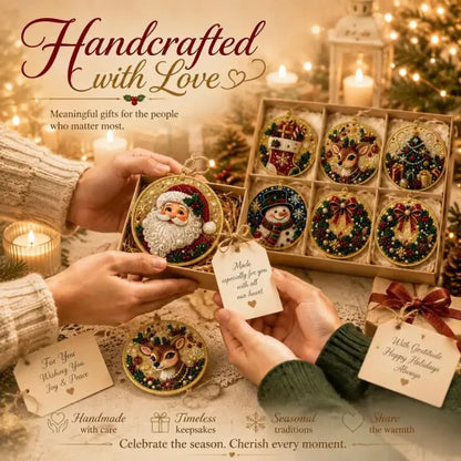 🎄6Pcs-Christmas DIY Diamond Painting Ornaments Kit for Holiday Home Decor