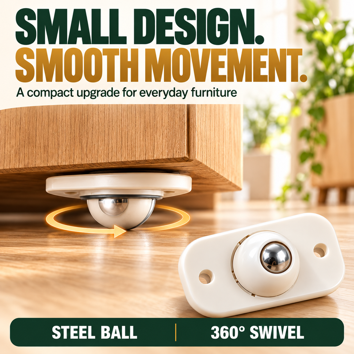 Move Anything Instantly!No-Lift 360° Stick-On Furniture Wheels（8Pcs）