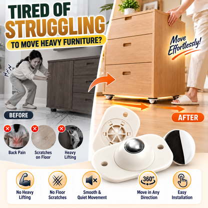 Move Anything Instantly!No-Lift 360° Stick-On Furniture Wheels（8Pcs）