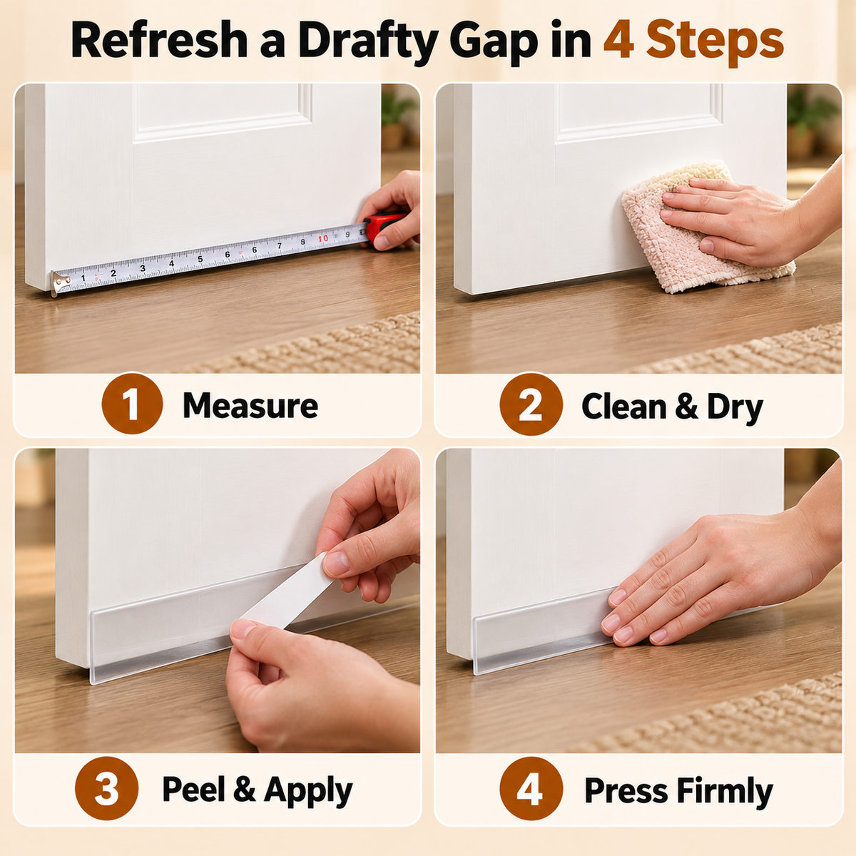 16.4Ft Door Weather Stripping IAdhesive Draft Stopper Seal Strip for Doors, Windows &Shower Doors