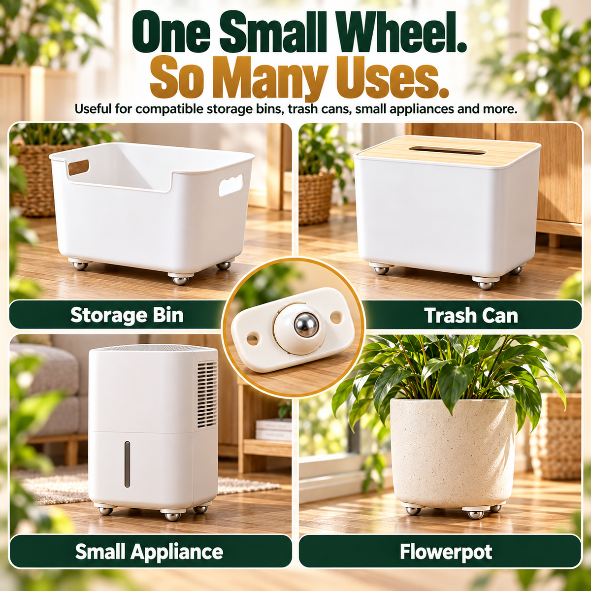 Move Anything Instantly!No-Lift 360° Stick-On Furniture Wheels（8Pcs）