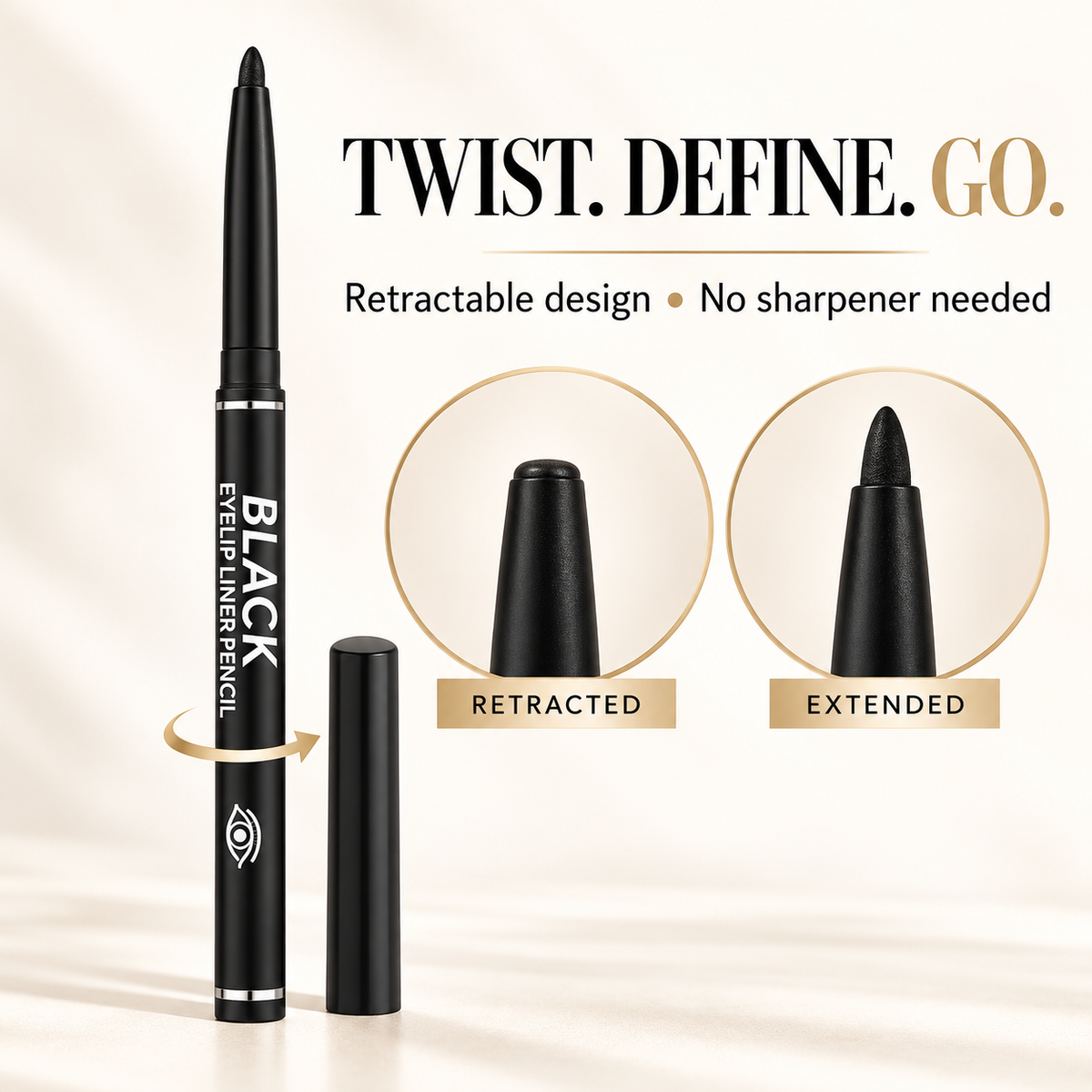 12-Pack Waterproof Retractable Eyeliner Pencil