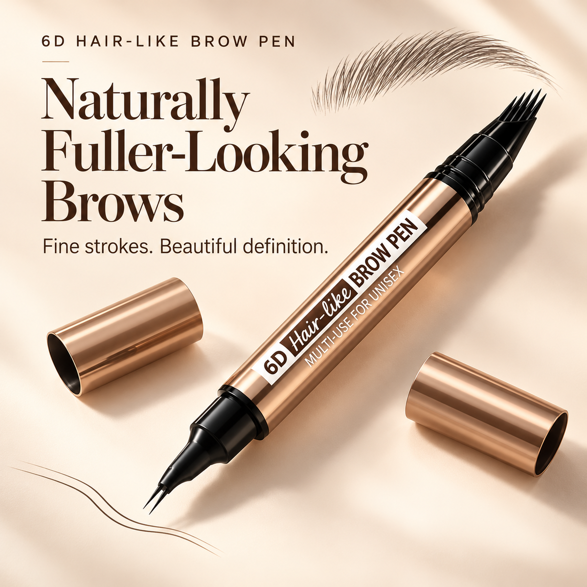 6D Hair-Like Finish Multi-Use Unisex 2-in-1 Brows & Beard Pen