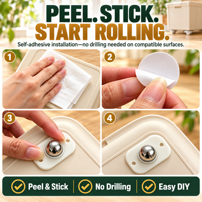 Move Anything Instantly!No-Lift 360° Stick-On Furniture Wheels（8Pcs）