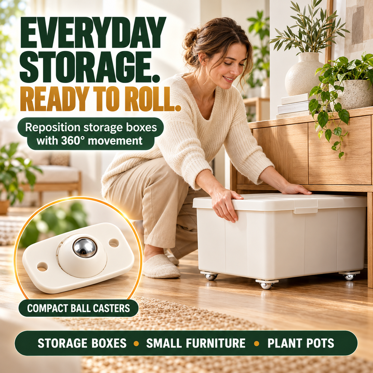 Move Anything Instantly!No-Lift 360° Stick-On Furniture Wheels（8Pcs）