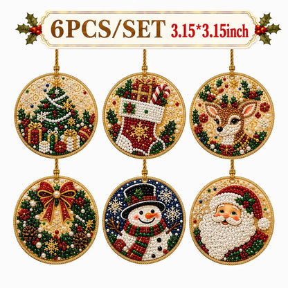🎄6Pcs-Christmas DIY Diamond Painting Ornaments Kit for Holiday Home Decor