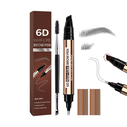 6D Hair-Like Finish Multi-Use Unisex 2-in-1 Brows & Beard Pen
