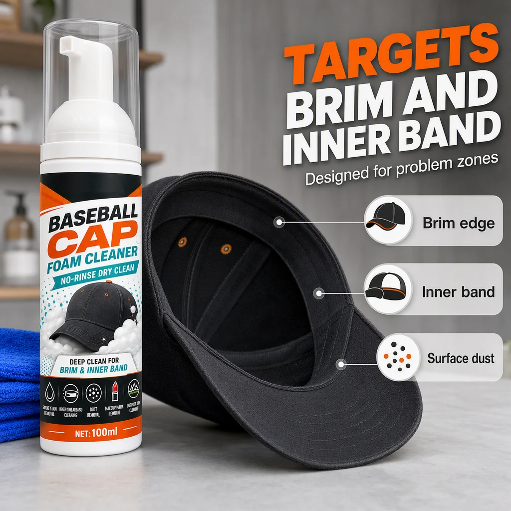No-Wash Cap Cleaner Removes Sweat Stains & Odors Fast