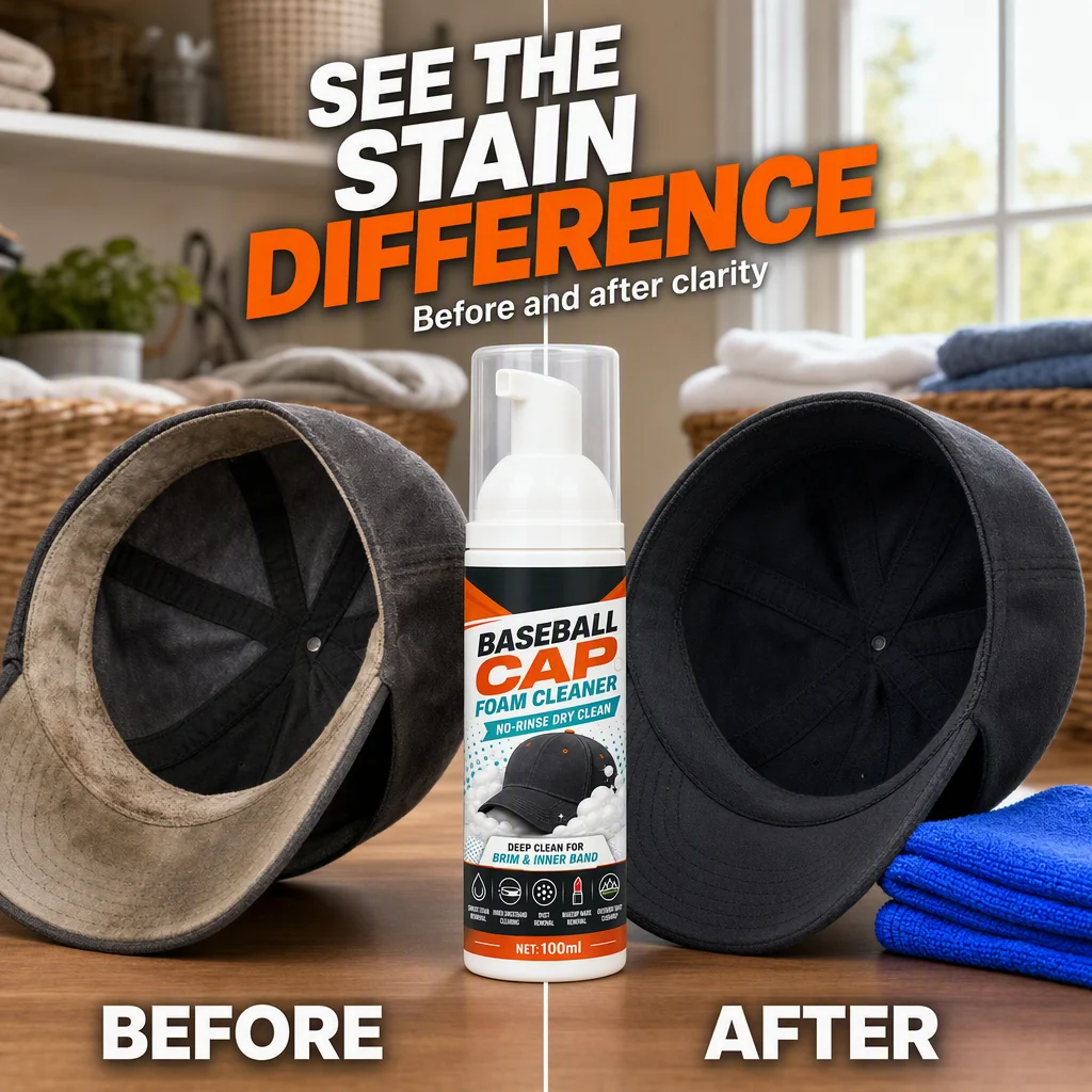 No-Wash Cap Cleaner Removes Sweat Stains & Odors Fast