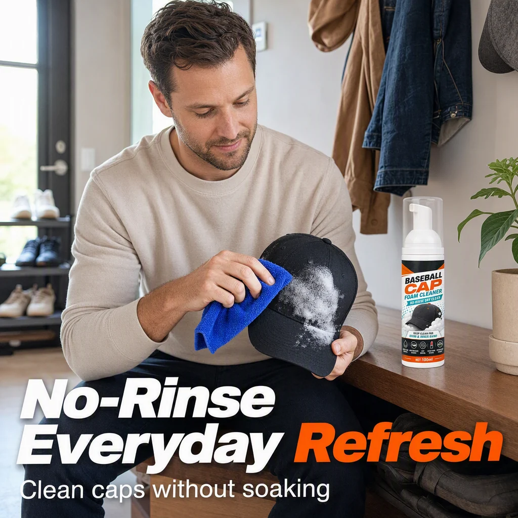 No-Wash Cap Cleaner Removes Sweat Stains & Odors Fast