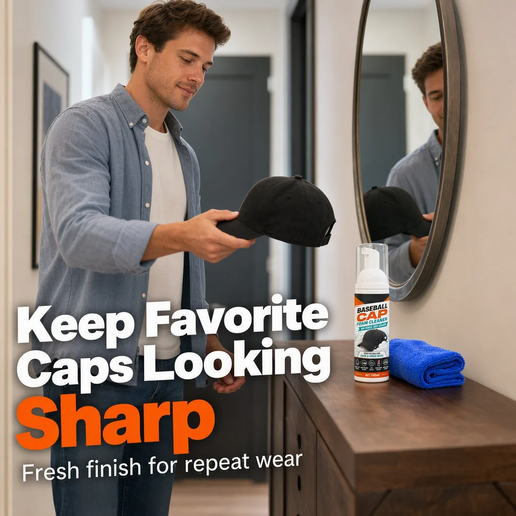 No-Wash Cap Cleaner Removes Sweat Stains & Odors Fast