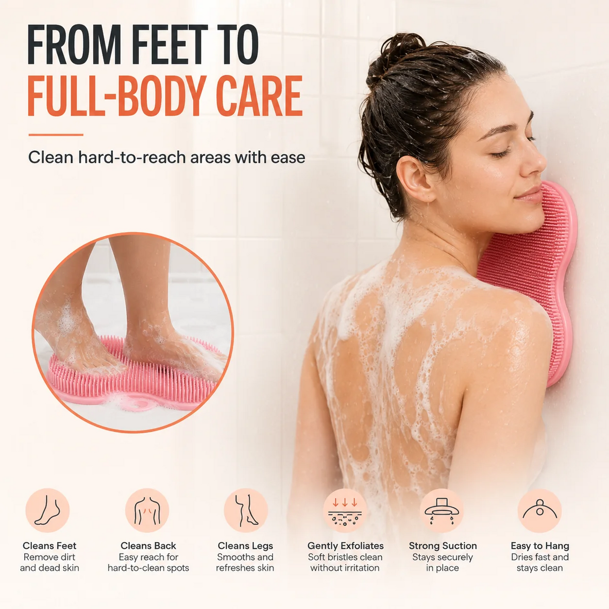 Hands-Free Foot Scrubber – Deep Clean, Massage & Exfoliate