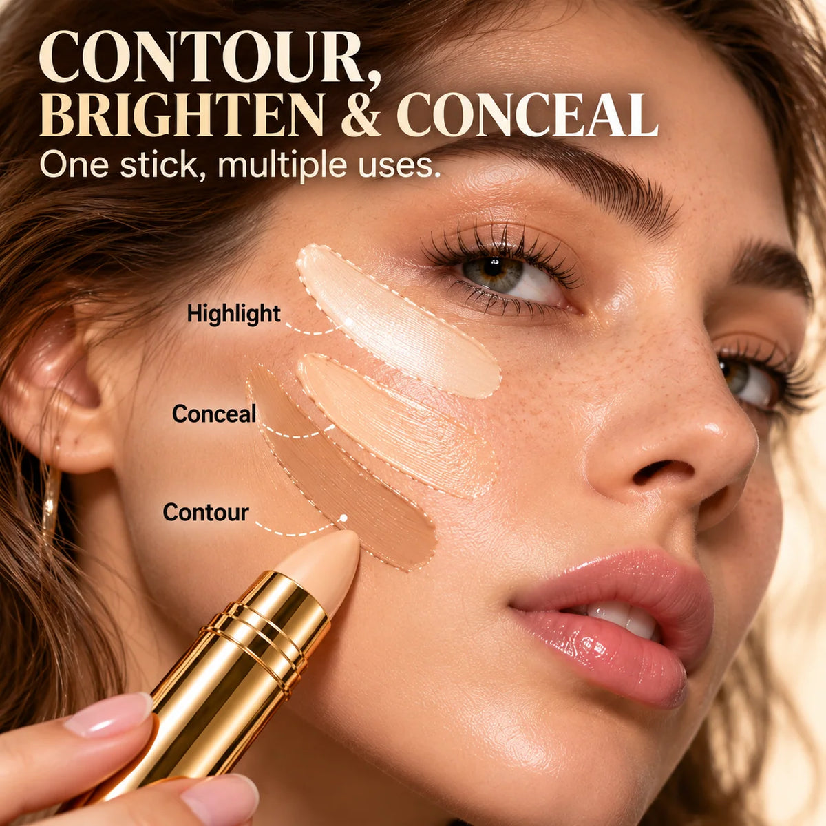 Natural Seamless Concealer Stick – 3-In-1 Conceal, Brighten & Sculpt